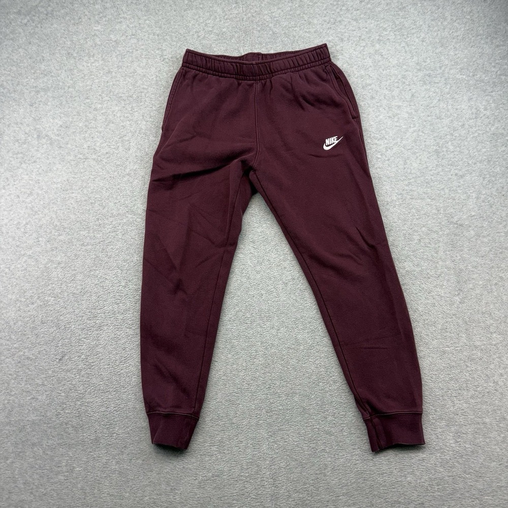Nike Sportswear Club Fleece Joggers Mens Medium M Maroon Sweatpants Drawstrings